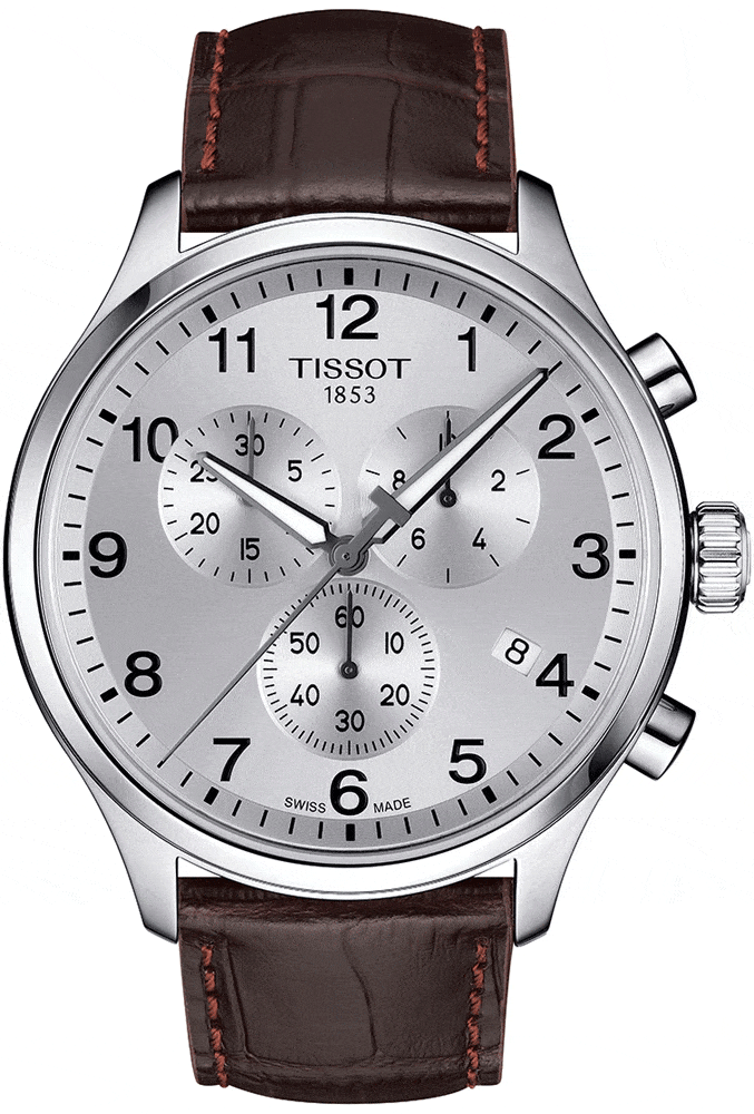 Buy Shop Tissot T Sport Chrono XL Classic Silver Dial Brown Leather Strap Watch For Men - T116.617.16.037.00 USA Online