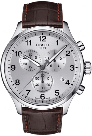 Buy Shop Tissot T Sport Chrono XL Classic Silver Dial Brown Leather Strap Watch For Men - T116.617.16.037.00 USA Online