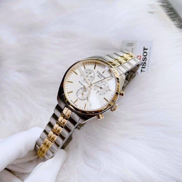 Buy Shop Tissot T Sport PR 100 Chronograph White Dial Two Tone Steel Strap Watch For Men - T101.417.22.031.00 USA Online