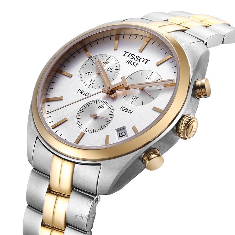 Buy Shop Tissot T Sport PR 100 Chronograph White Dial Two Tone Steel Strap Watch For Men - T101.417.22.031.00 USA Online