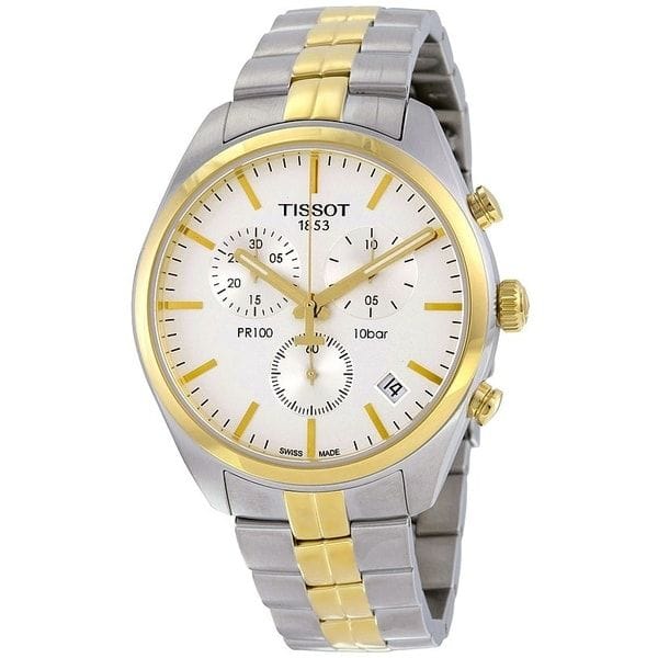Buy Shop Tissot T Sport PR 100 Chronograph White Dial Two Tone Steel Strap Watch For Men - T101.417.22.031.00 USA Online