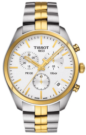 Buy Shop Tissot T Sport PR 100 Chronograph White Dial Two Tone Steel Strap Watch For Men - T101.417.22.031.00 USA Online