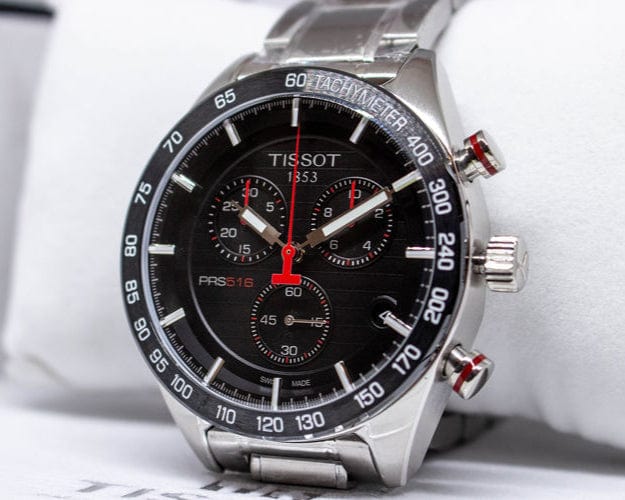 Buy Shop Tissot T Sport PRS 516 Chronograph Black Dial Silver Steel Strap Watch For Men - T100.417.11.051.01 USA Online