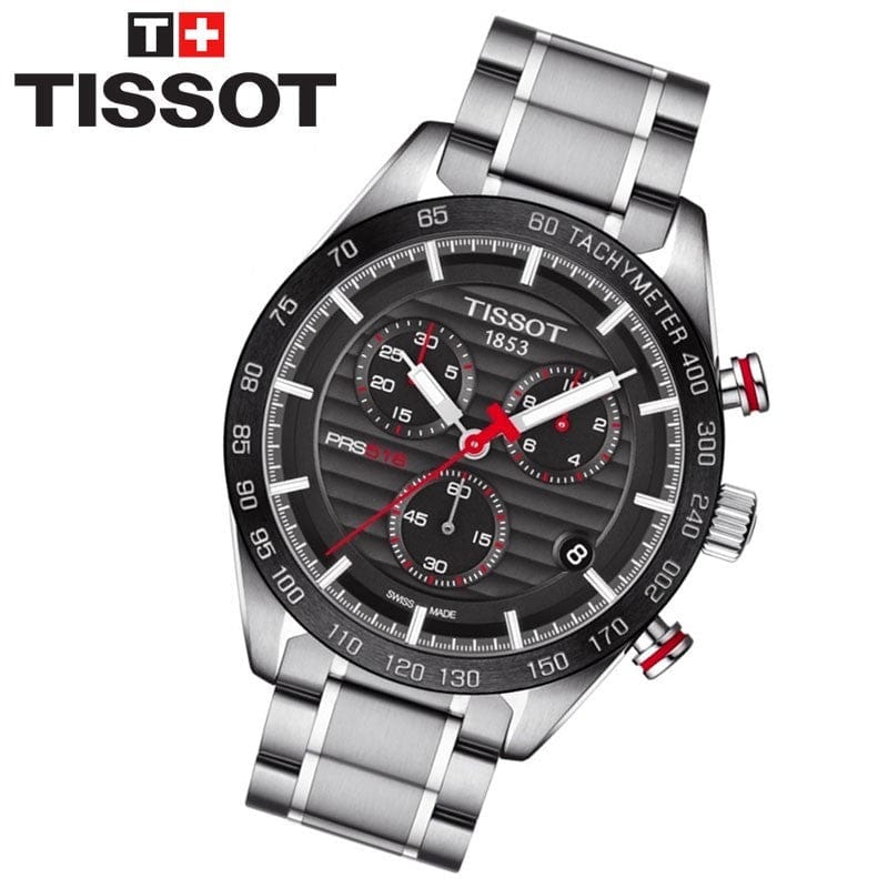 Buy Shop Tissot T Sport PRS 516 Chronograph Black Dial Silver Steel Strap Watch For Men - T100.417.11.051.01 USA Online