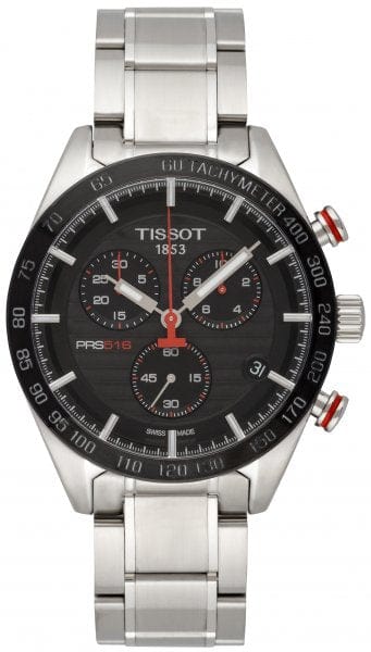 Buy Shop Tissot T Sport PRS 516 Chronograph Black Dial Silver Steel Strap Watch For Men - T100.417.11.051.01 USA Online