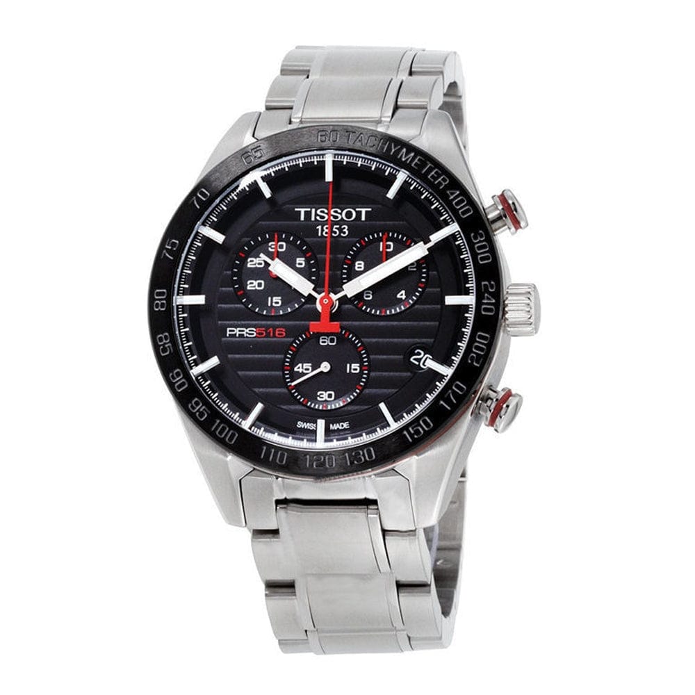 Buy Shop Tissot T Sport PRS 516 Chronograph Black Dial Silver Steel Strap Watch For Men - T100.417.11.051.01 USA Online