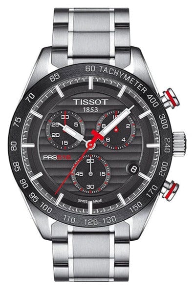 Buy Shop Tissot T Sport PRS 516 Chronograph Black Dial Silver Steel Strap Watch For Men - T100.417.11.051.01 USA Online