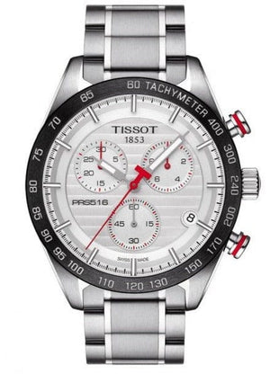 Buy Shop Tissot T Sport PRS 516 Chronograph White Dial Silver Steel Strap Watch For Men - T100.417.11.031.00 USA Online