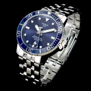 Buy Shop Tissot T Sport Seastar 1000 Powermatic Silicium Blue Dial Silver Steel Strap Watch For Men - T120.407.11.041.01 USA Online