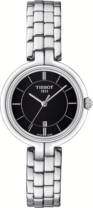 Buy Shop Tissot T Trend Flamingo Black Dial Silver Steel Strap Watch For Women - T094.210.11.051.00 USA Online