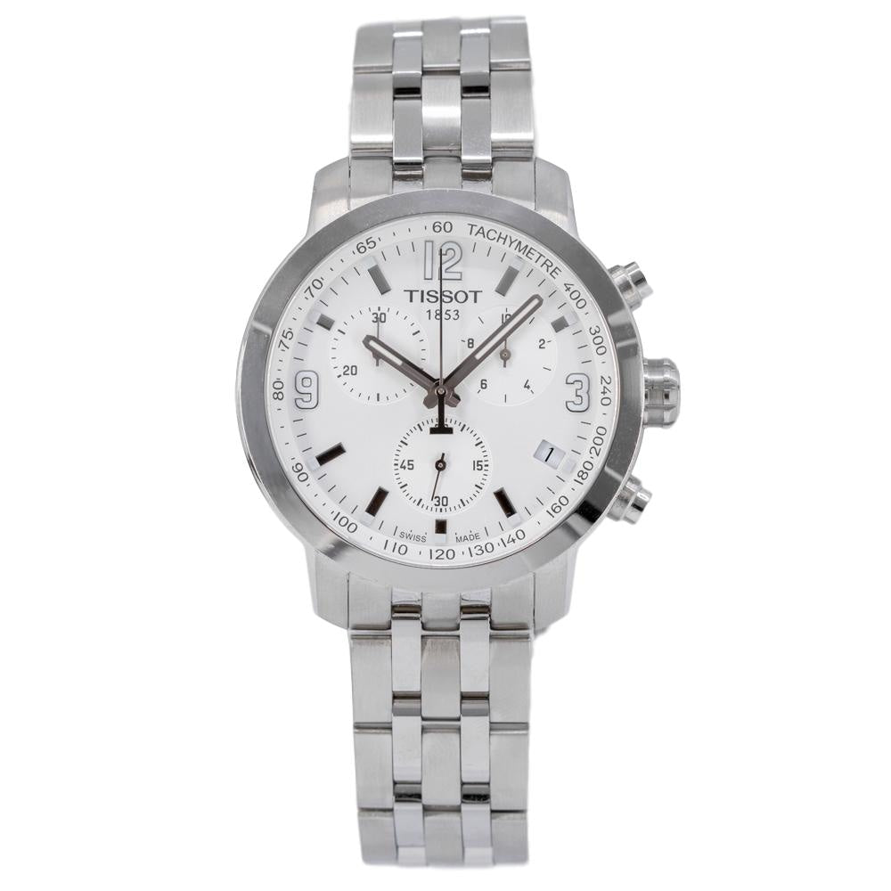 Buy Shop Tissot PRC 200 Chronograph White Dial Silver Steel Strap Watch For Men - T055.417.11.017.00 USA Online