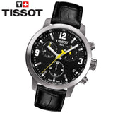 Buy Shop Tissot PRC 200 Chronograph Black Dial Black Leather Strap Watch For Men - T055.417.16.057.00 USA Online