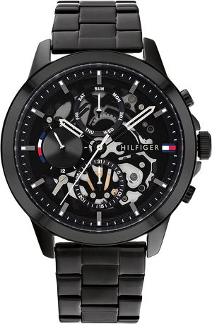 Buy Shop Tommy Hilfiger Henry Chronograph Black Dial Black Steel Strap Watch For Men - 1710478 USA Online