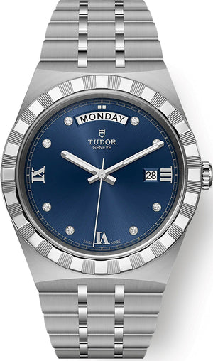 Buy Shop Tudor Royal Automatic Diamonds Blue Dial Silver Steel Strap Watch for Men - M28600-0006 USA Online