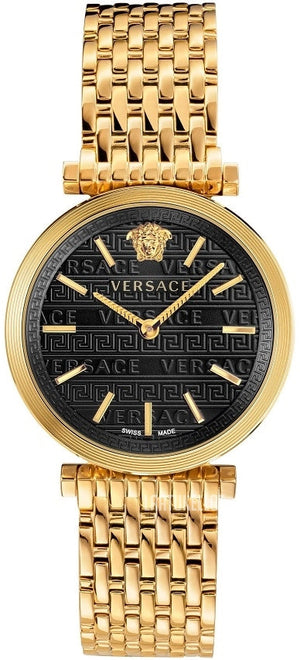 Buy Shop Versace V-Twist Black Dial Gold Mesh Bracelet Watch for Women - VELS00819 USA Online