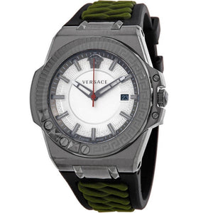 Buy Shop Versace Chain Reaction Quartz White Dial Green Rubber Strap Watch for Men - VEDY00419 USA Online