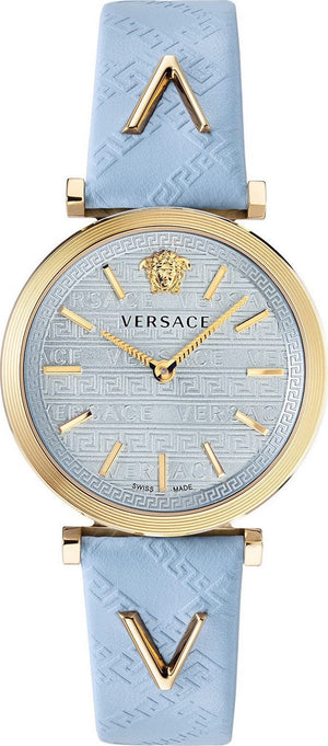 Buy Shop Versace V-Twist Blue Dial Blue Leather Strap Watch for Women - VELS00319 USA Online