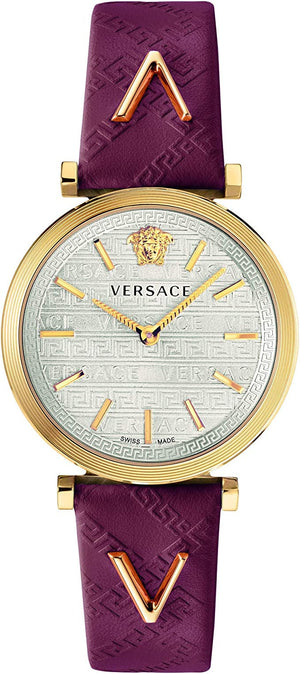 Buy Shop Versace V-Twist Silver Dial Red Leather Strap Watch for for Women - VELS00519 USA Online