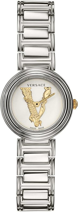 Buy Shop Versace Virtus Quartz White Dial Silver Steel Strap Watch For Women - VET300621 USA Online
