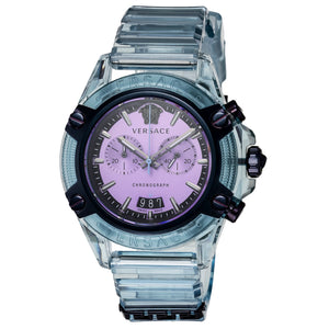 Buy Shop Versace Icon Active Chronograph Purple Dial Blue Silicone Strap Watch For Men - VEZ701523 USA Online