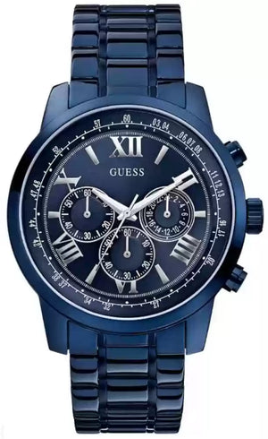 Buy Shop Guess Horizon Chronograph Black Dial Blue Steel Strap Watch For Men - W0379G5 USA Online