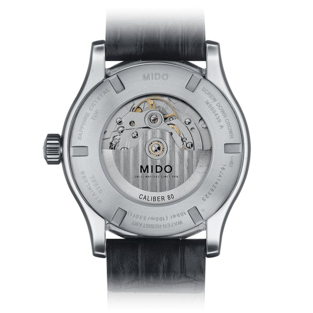 Buy Shop Mido Multifort Automatic Silver Dial Black Leather Strap Watch For Men - M005.430.16.031.80 USA Online