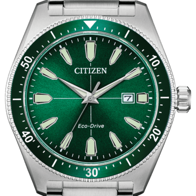 Buy Shop Citizen Eco Drive Vintage Green Dial Silver Steel Strap Watch For Men - AW1598-70X USA Online