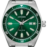 Buy Shop Citizen Eco Drive Vintage Green Dial Silver Steel Strap Watch For Men - AW1598-70X USA Online