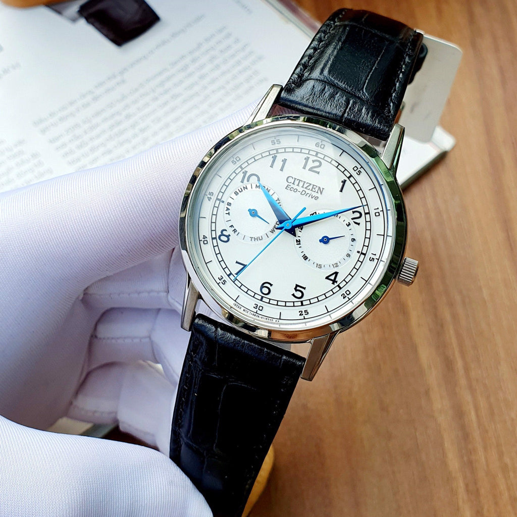 Buy Shop Citizen Eco Drive Silver Dial Black Leather Strap Watch For Men - AO9000-06B USA Online