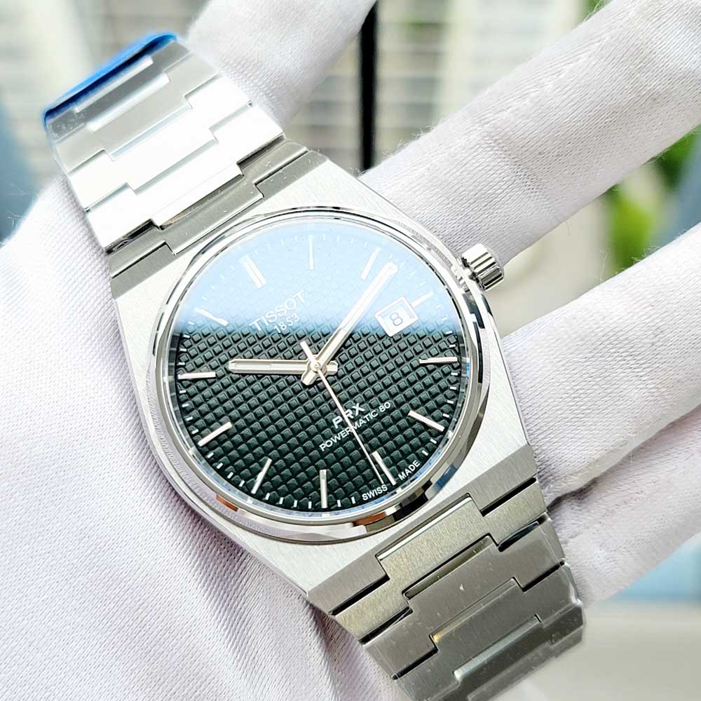 Buy Shop Tissot PRX Powermatic 80 Green Dial Silver Steel Strap Watch For Men - T137.407.11.091.00 USA Online