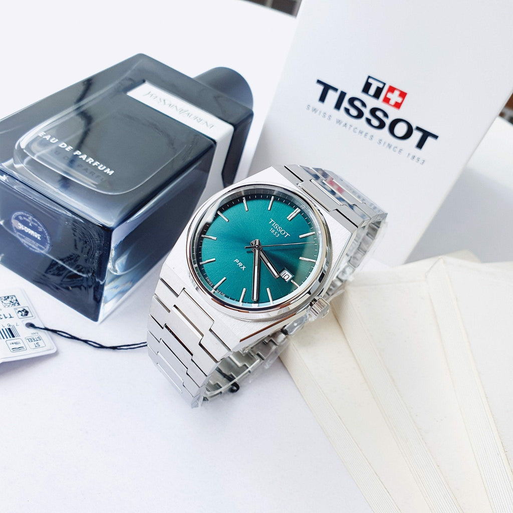 Buy Shop Tissot PRX Green Dial Silver Steel Strap Watch For Men - T137.410.11.091.00 USA Online