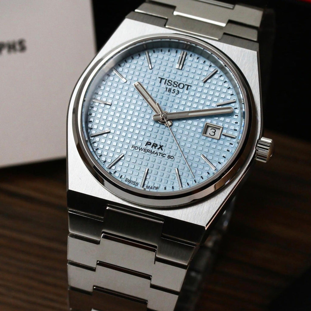Buy Shop Tissot PRX Powermatic 80 Ice Blue Tiffany Dial Silver Steel Strap Watch for Men - T137.407.11.351.00 USA Online