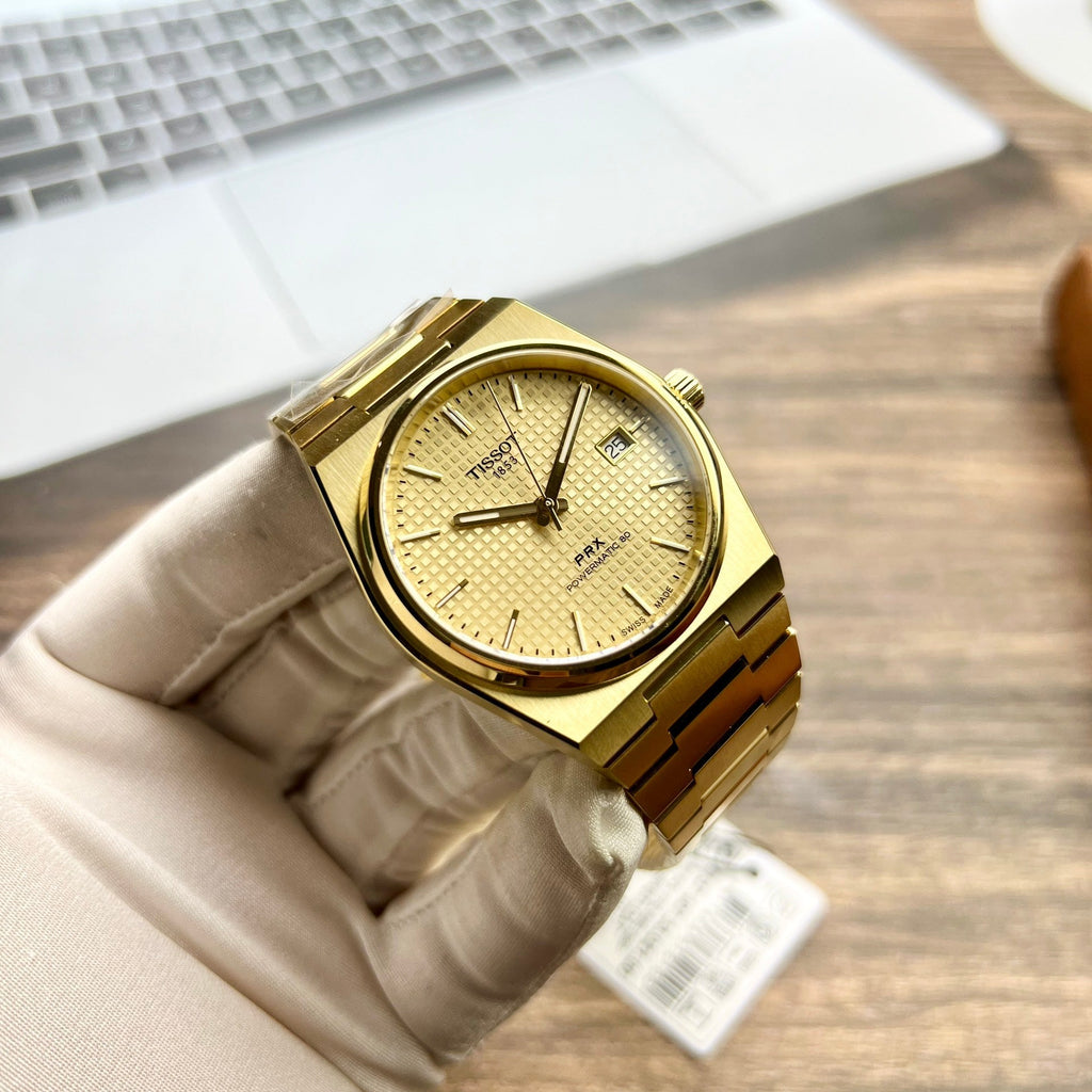 Tissot PRX Powermatic 80 Gold Dial Gold Steel Strap Watch for Men - T137.407.33.021.00