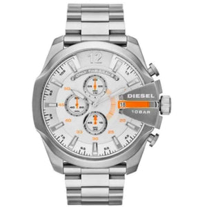 Buy Shop Diesel Mega Chief Chronograph White Dial Silver Steel Strap Watch For Men - DZ4328 USA Online
