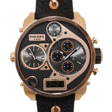 Buy Shop Diesel Big Daddy Gold & Black Dial Black Leather Strap Watch For Men - DZ7261 USA Online