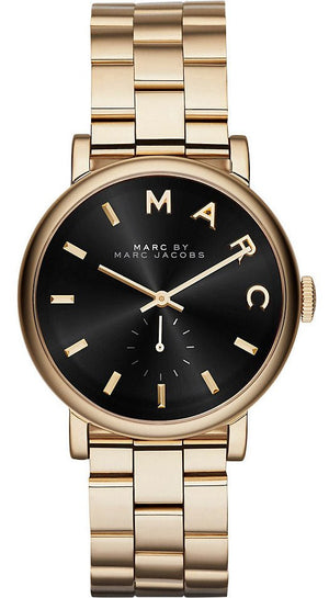 Buy Shop Marc Jacobs Baker Black Dial Gold Steel Strap Watch for Women - MBM3355 USA Online