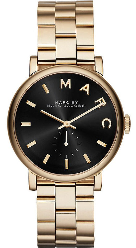 Buy Shop Marc Jacobs Baker Black Dial Gold Steel Strap Watch for Women - MBM3355 USA Online