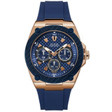 Guess Legacy Chronograph Blue Dial Blue Rubber Strap Watch For Men - W1049G9