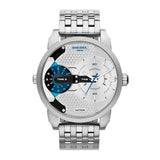 Buy Shop Diesel Mini Daddy Dual Time Silver Dial Stainless Steel Watch For Men - DZ7305 USA Online