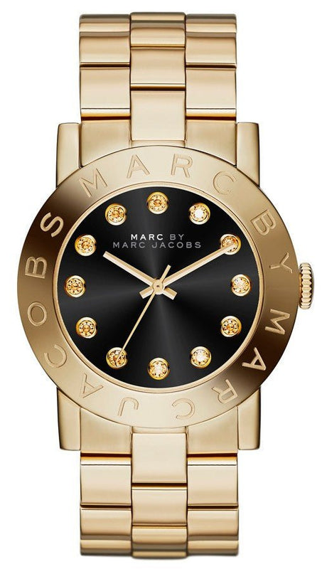 Buy Shop Marc Jacobs Amy Glitz Black Dial Gold Steel Strap Watch for Women - MBM3334 USA Online