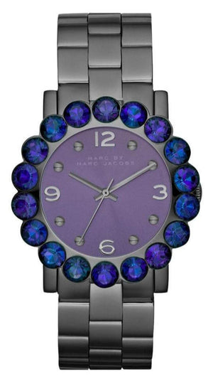 Buy Shop Marc Jacobs Amy Purple Dial Black Steel Strap Watch for Women - MBM3224 USA Online