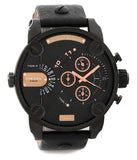 Buy Shop Diesel Little Daddy Chronograph Black Dial Black Leather Strap Watch For Men - DZ7291 USA Online