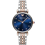 Buy Shop Emporio Armani Gianni T Bar Crystal Blue Dial Two Tone Steel Strap Watch For Women - AR11092 USA Online