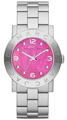 Buy Shop Marc Jacobs Amy Pink Dial Silver Steel Strap Watch for Women - MBM8623 USA Online