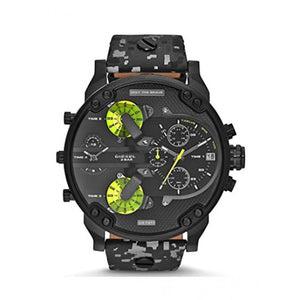 Buy Shop Diesel Big Daddy Chronograph Black Dial Black Leather Strap Watch For Men - DZ7311 USA Online