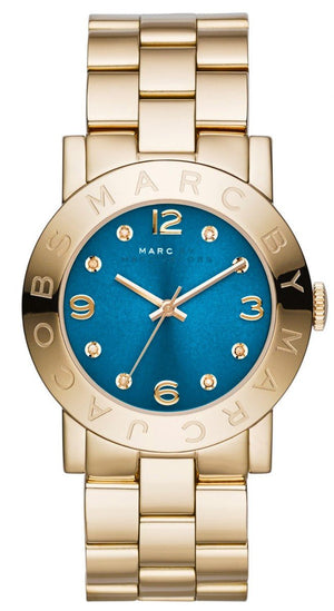 Buy Shop Marc Jacobs Amy Blue Dial Gold Steel Strap Watch for Women - MBM3303 USA Online