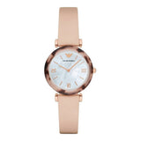 Emporio Armani Mother of Pearl Dial Beige Leather Strap Watch For Women - AR11004