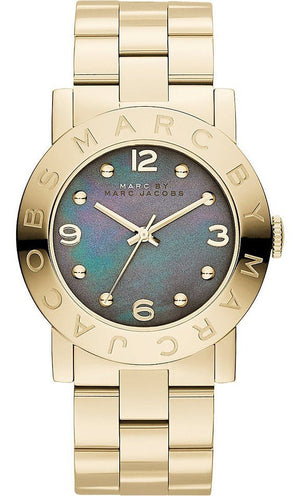 Buy Shop Marc Jacobs Amy Black Dial Gold Steel Strap Watch for Women - MBM3273 USA Online