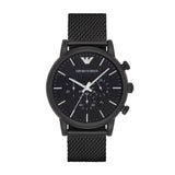 Emporio Armani Sport Chronograph Black Dial Black Mesh Bracelet Watch For Men - AR1968