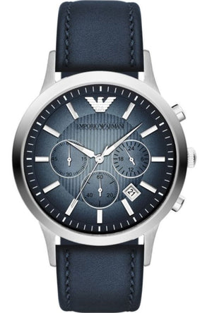 Buy Shop Emporio Armani Classic Chronograph Blue Dial Blue Leather Strap Watch For Men - AR2473 USA Online